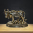 Brass Cow With Calf Statue 1211g